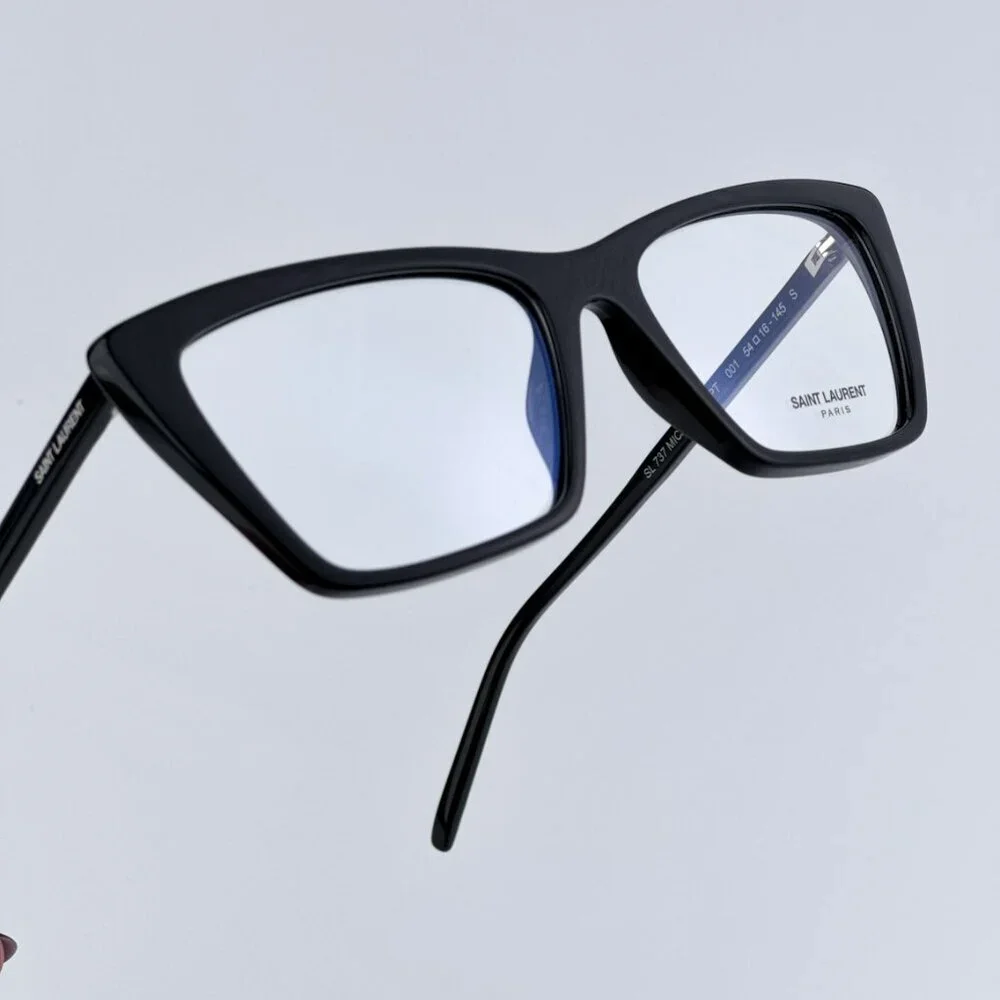 Saint Laurent SL737 Mica Thin OPT 001 BRAND NEW Eyeglasses Black Cat Eye Unisex